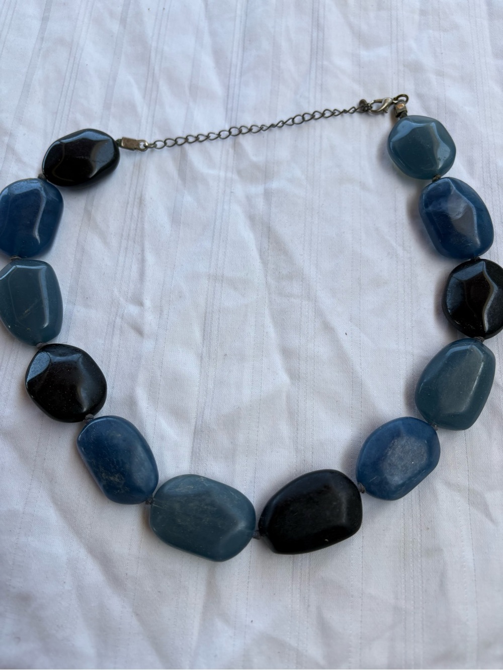 Blue and Black Beaded Statement Necklace
